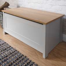 Loftus Wooden Storage Box In Grey And Oak - UK