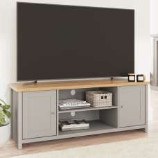 Loftus Wooden TV Stand With 2 Doors In Grey And Oak - UK