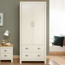 Loftus Wooden Wardrobe With 2 Doors 2 Drawers In Cream And Oak - UK