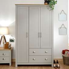 Loftus Wooden Wardrobe With 3 Doors 2 Drawers In Grey And Oak - UK