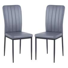 Logan Grey Faux Leather Dining Chairs In Pair - UK