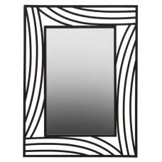 Logia Rectangular Wall Bedroom Mirror In Black Metal Frame - UK