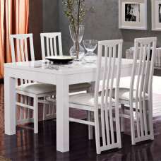 Lorenz Dining Table In Gloss White With 6 White Cexa Chairs - UK