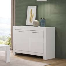 Lorenz High Gloss Sideboard 2 Doors In White - UK