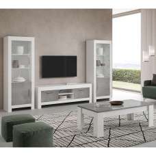 Lorenz Living Room Set With Coffee Table In Grey White And LED - UK