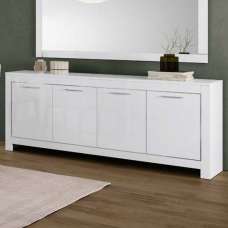 Lorenz Modern Sideboard In White High Gloss With 4 Doors - UK
