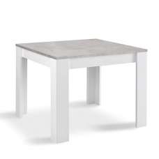 Lorenz Square Dining Table In Gloss White And Grey Marble Effect - UK