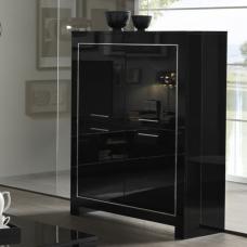 Lorenz Modern Bar Unit In Black High Gloss With 4 Doors - UK