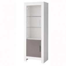 Lorenz Glass Display Cabinet In White And Grey Gloss With LED - UK