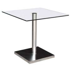 Lorenzo Square Glass Dining Table with Stainless Steel Base - UK