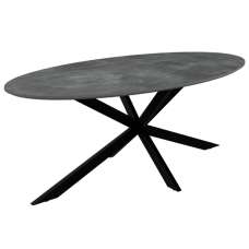 Loreto Wooden Oval Coffee Table In Grey Marble Effect - UK