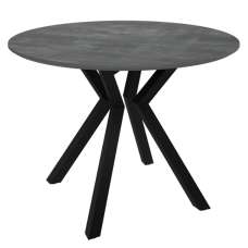 Loreto Wooden Round Dining Table In Grey Marble Effect - UK