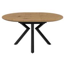 Loreto Wooden Round Extending Dining Table In Natural Oak Effect - UK