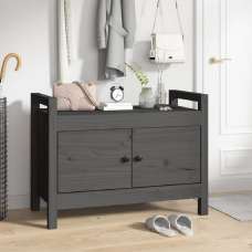 Lorman Wooden Hallway Seating Bench With 2 Doors In Grey - UK