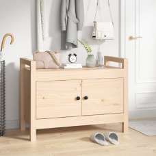 Lorman Wooden Hallway Seating Bench With 2 Doors In Natural - UK