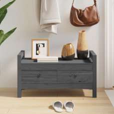 Lorman Wooden Hallway Seating Bench With 2 Drawers In Grey - UK