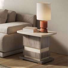 Losea High Gloss Side Table in Brown Marble Effect - UK