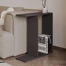 Lotus Wooden Side Table in Anthracite - UK