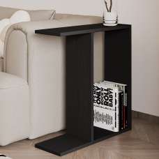 Lotus Wooden Side Table in Black - UK