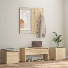 Louise Wooden Hallway Furniture Set In Sonoma Oak - UK