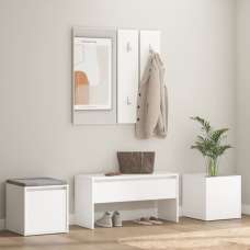 Louise Wooden Hallway Furniture Set In White - UK