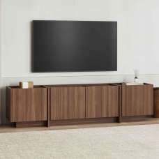 Lowenio Wooden TV Stand with 4 Doors in Milano Walnut - UK