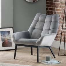 Landry Velvet Lounge Chaise Chair In Grey - UK