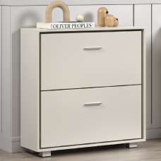 Lufkin Wooden Shoe Cabinet With 2 Flip Doors In White - UK