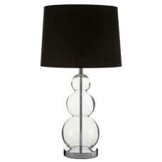 Lukano Black Fabric Shade Table Lamp With Glass Metal Base - UK