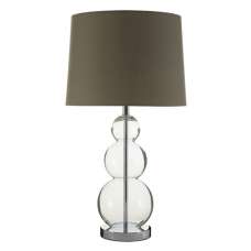 Lukano Grey Fabric Shade Table Lamp With Glass Metal Base - UK