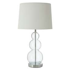 Lukano White Fabric Shade Table Lamp With Glass Metal Base - UK
