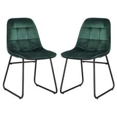Lyster Emerald Green Velvet Dining Chairs In A Pair - UK