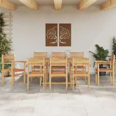 Lunaro Garden Solid Teak Wood Dining Table With 8 Chairs In Brown - UK