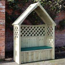 Lunaro Garden Wooden 3 Seater Arbour with Storage in Natural - UK