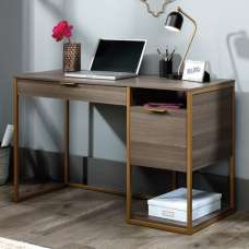 Lemoore Wooden Laptop Desk With 2 Drawers In Diamond Ash - UK