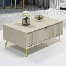 Luxe Wooden Coffee Table in Sandstone and Gold - UK