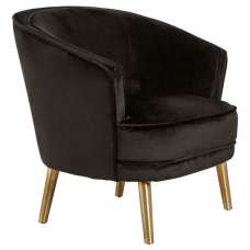 Luxury Round Upholstered Velvet Armchair In Black - UK