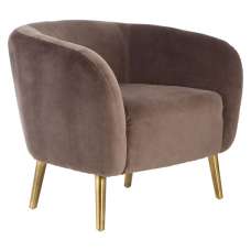 Luxury Round Upholstered Velvet Armchair In Grey - UK