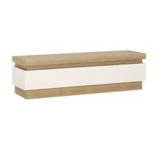 Lyco High Gloss TV Stand 2 Drawers In Oak And White With LED - UK