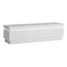 Lyco White High Gloss TV Stand With 2 Drawers And LED Lights - UK