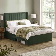 Lylis Velvet Ottoman Storage Double Bed in Bottle Green - UK