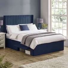 Lylis Velvet Ottoman Storage King Size Bed in Royal Blue - UK