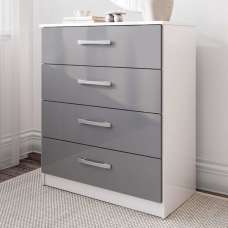 Lynn High Gloss Chest Of 4 Drawers In Grey And White - UK