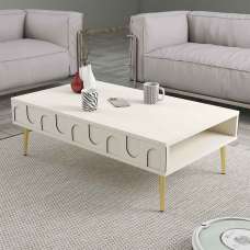 Lyon Wooden Coffee Table in Cream and Gold - UK