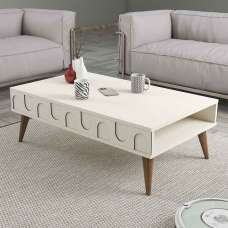 Lyon Wooden Coffee Table in Cream and Walnut - UK