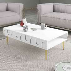 Lyon Wooden Coffee Table in White and Gold - UK