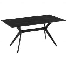 Lyons Sintered Stone Rectangular Dining Table In Black - UK