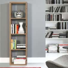 Mabon Tall Wooden Bookcase With 4 Open Storage In Artisan Oak - UK