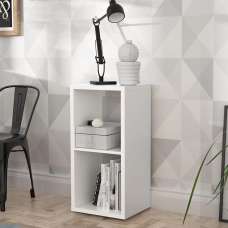Mabon Wooden Shelving Unit With 2 Open Storage In Matt White - UK