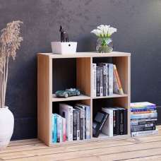 Mabon Wooden Shelving Unit With 4 Open Storage In Sonoma Oak - UK